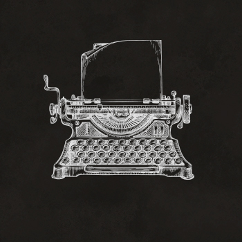 A typewriter in a lithograph format