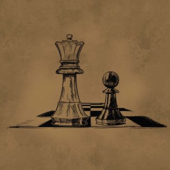 Illustration of chess pieces on chessboard